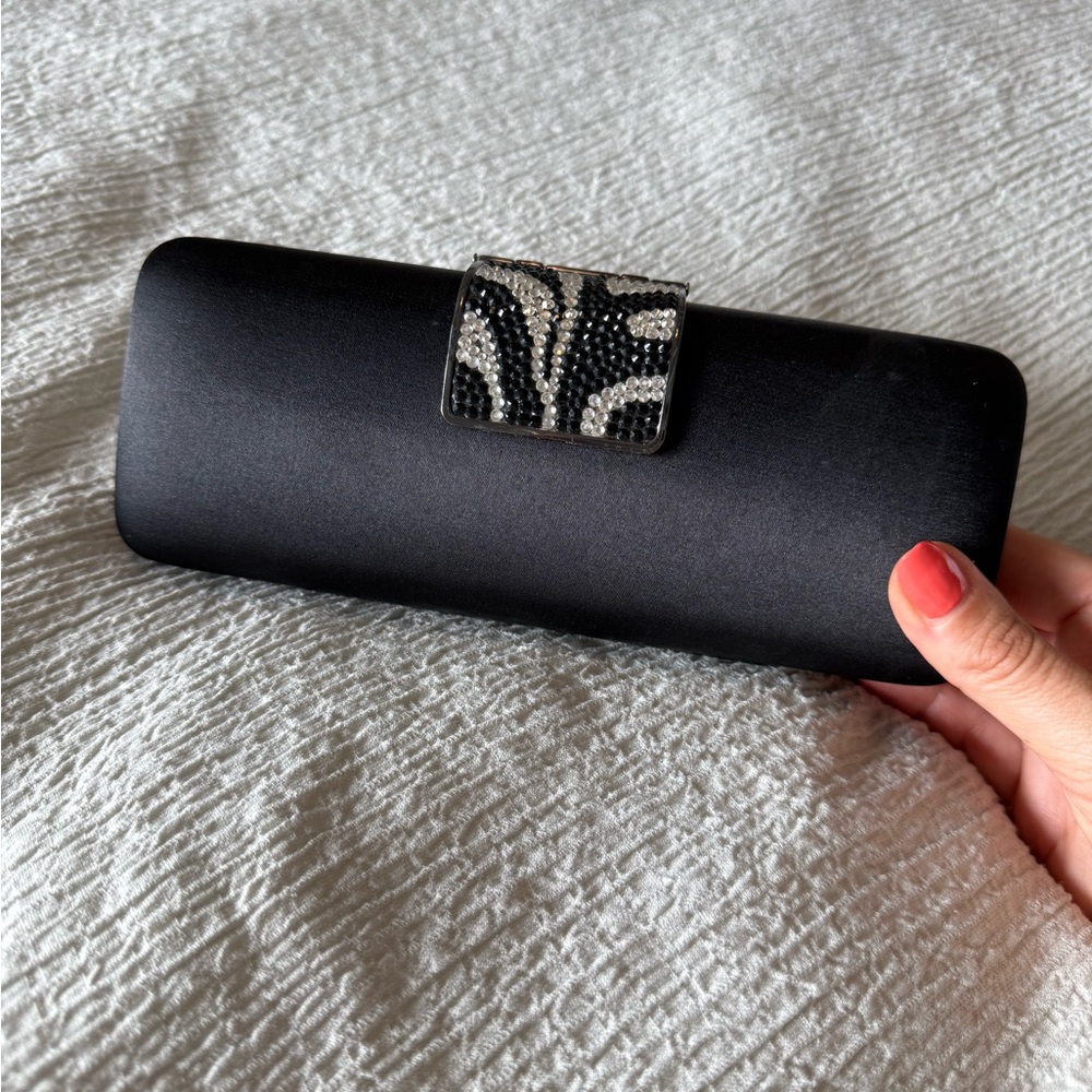 Chic Black Clutch with Beaded Detail